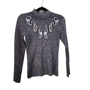 Once Again black, dark grey and silver holiday sweater size large